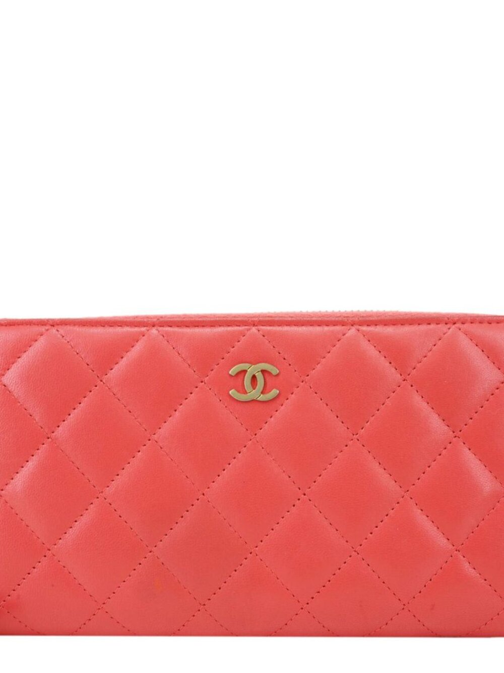Chanel Quilted Lambskin Leather Zip Around Long Wallet Pink